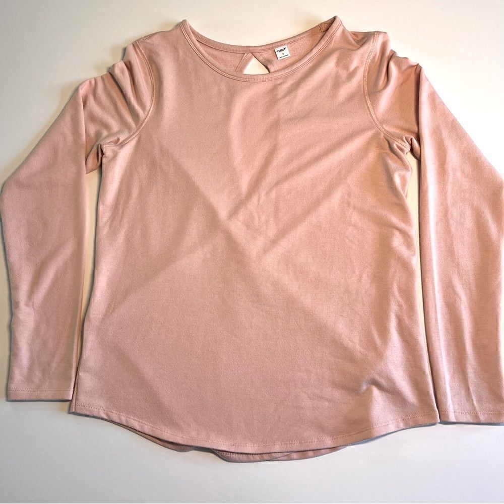 Old Navy Active Long Sleeve Criss Cross Open Back Light Pink Athletic Top, Small